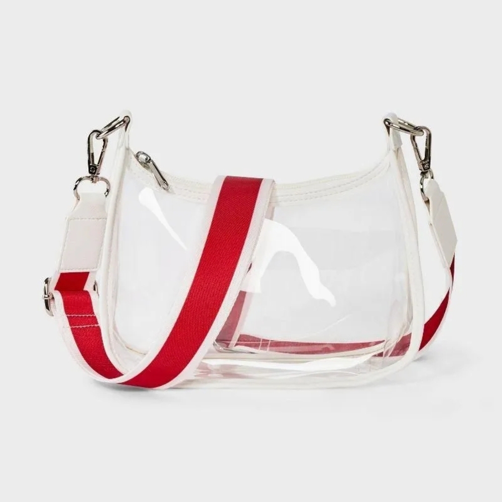wild fable Clear Crossbody Bag with Red and White Strap